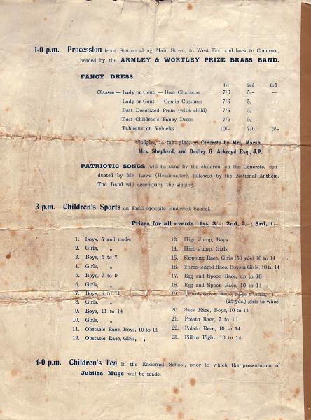 Silver Jubilee Prog 1935 p2.JPG - Silver Jubilee of King George V and Queen Mary  - Programme -  May 6th 1935    Fancy Dress, Children's Sport & Children's Tea  